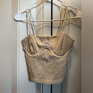 Beige Spaghetti Strap Crop Top